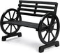 VINGLI Rustic Wooden Wheel Bench Outdoor Bench, Patio Bench Wagon Slatted Seat, Garden Benches for Outdoors 350lbs High Capacity, Weather Resistance (Black, 41in)