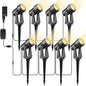 Svater Landscape Lighting Outdoor, 8 Pack Low Voltage Spotlights with Transformer, Plug in LED Spot Lights for Pathyway, Backyard, House,3000K Warm White, Super Bright 3W 250Lumem, Black
