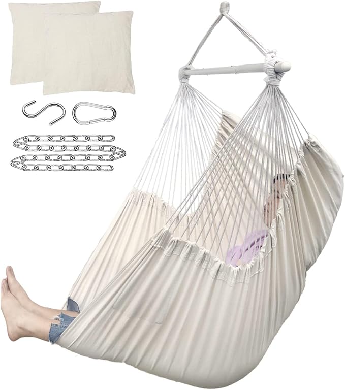 ADVOKAIR Hammock Chair Large 70.9"x47.2", 32% Bigger XXL Hanging Swing Chair with 500lbs Capacity, Heavy Duty Steel Spreader Bar, Extra Roomy Comfort for Adult Indoor Outdoor Bedroom Patio