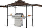 ABCCANOPY Grill Gazebo with 2 Side Awnings - 14x5 Outdoor BBQ Canopy Shelter with 2 Led Lights for Patio Backyard Grilling (Brown)