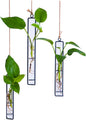 3 Pieces Hanging Glass Hydroponic Planter Transparent Test Tube Plant Vase Terrarium Container for Indoor Outdoor Modern Home Decoration (Black)