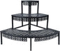 aboxoo 3 Tier Plant Stand Flower Pot Rack, Metal Stair-Step Style Corner Shelf Planters, Quarter Round Display Holder for Indoor Outdoor Use(Black, Semicircle)
