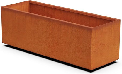Plantercraft Large Rectangular Planters for Outdoor Plants - 46x16x16 Inch Corten Steel Planter Box, Extra Large Metal Planter for Patio & Garden, Heavy Duty, Made in USA