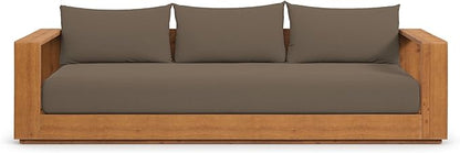 Modway Tahoe Acacia Wood Outdoor Patio Sofa in Natural Cocoa with Weather-Resistant Cushions - Ideal as a Porch Couch or Sunroom Sofa