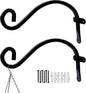 Hourleey 2 Pack Plant Hanger Outdoor, 8 Inch Heavy-Duty Hanging Plant Hook for Outside Basket, Black Metal Wall Mount Plant Bracket Hook for Flower Baskets Bird Feeder