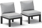 Aluminum Outdoor Patio Sofa Set, 2 Seats Modular Sectional Single Seat Sofa Chairs with Removable Cushions, All-Weather Outdoor Conversation Sets for Garden & Yard, Gray