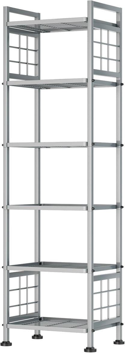 GIOTORENT 6-Wire Standing Storage Shelf, Metal Shelving Unit Pantry Rack for Laundry Kitchen Bathroom Organizer(Silver)