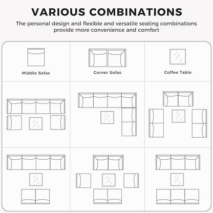 Grand patio Wicker Patio Furniture Set, All Weather Outdoor Sectional Sofa with Blue Thick Cushions and Coffee Table, 7 Pieces Sectional, Brown