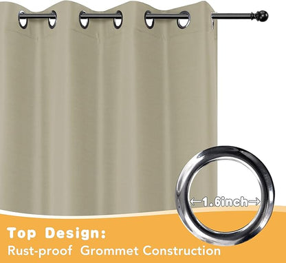 HolidayIdeas Outdoor Curtains for Patio Waterproof, 4 Panels - 54 x 108 Inch - Privacy Protection & Light Filtering Curtains Taupe Grommet Outside Curtains for Porch, Gazebo, Pergola, Backyard