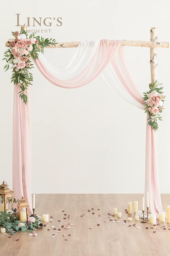 Artificial Wedding Arch Flowers Kit, Dusty Rose and Cream Silk, 4-Piece