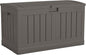 Suncast 50 Gallon Plastic Deck Box with Molded Lockable Feature and Weathertight Construction for Home, Patio, Lawn, and Garden Storage, Gray