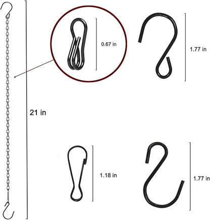 Adjustable Hanging Chain with Hooks, 20.8", Black 15pcs Heavy Duty for Hanging Grow Lights, Christmas Wreath, Neon Sign, Indoor Plants, Bird Feeders