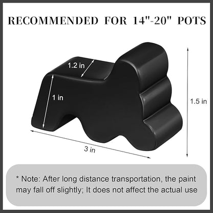 Kigeli 6 Pcs Resin Garden Pot Feet for Outdoor Planters 3 Inch Long 1.5 Inch Tall Flower Handmade Elevator Plant Feet Frost Proof Lifter for 14-20 in Pot(Black)