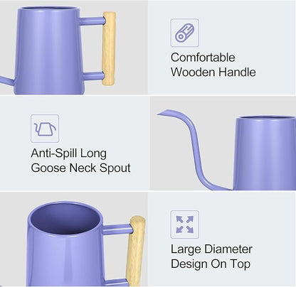 Watering Can Indoor Plants, 35 oz/1000 ml Metal Stainless Steel Watering Can Pot with Long Spout for Indoor House Plants Bonsai Outdoor Garden Flower Decorative (Purple)