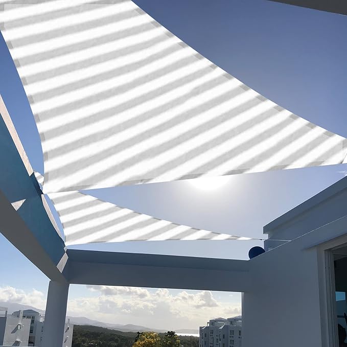 SUNNY GUARD Sun Shade Sail 10'x10'x10' Triangle Grey-White UV Block Sunshade for Backyard Yard Deck Patio Garden Outdoor Activities and Facility(We Make Custom Size)