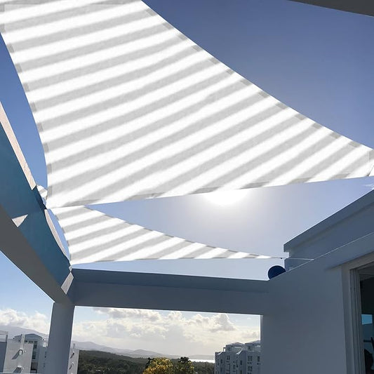 SUNNY GUARD Sun Shade Sail 16'x16'x16' Triangle Grey-White UV Block Sunshade for Backyard Yard Deck Patio Garden Outdoor Activities and Facility(We Make Custom Size)