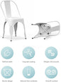 Patio Dining Chairs Matte White Metal Farmhouse Stackable Set of 4