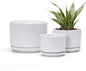 Ton Sin Plant Pots, 4.1+5.1+6.5 inch, Set of 3, Ceramic Planters with Drainage Hole and Saucer, Indoor Flower Pot with Drainage Hole, Gifts for Mom(Matte White)