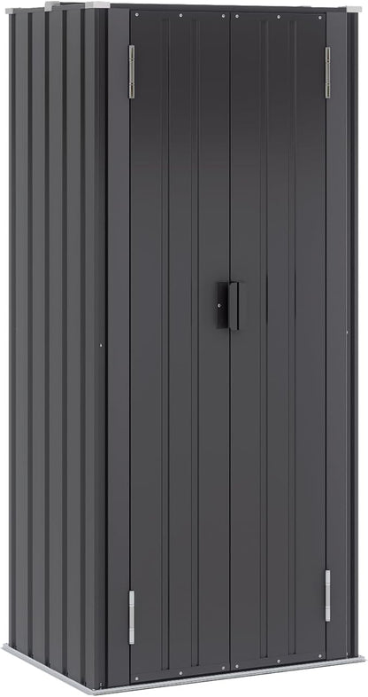 Greesum Outdoor Metal Storage Cabinet, 69'' Lockable Tall Shed, Vertical Tool Organizer with 2 Adjustable Shelves, for Garage, Patio, Backyard, Home & Lawn, Black