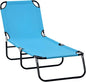 Outsunny Folding Chaise Lounge Pool Chairs, Outdoor Sun Tanning Chairs with 5-Level Reclining Back, Steel Frame for Beach, Yard, Patio, Sky Blue