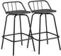 VINGLI 2 PCS Outdoor Swivel Bar Stools, 30 Inch Metal Barstools with Backrest & Footrest, 360° Rotating All-Weather Stools for Garden, Balcony, Kitchen Island (Black)
