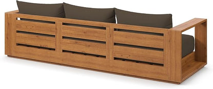 Modway Tahoe Acacia Wood Outdoor Patio Sofa in Natural Cocoa with Weather-Resistant Cushions - Ideal as a Porch Couch or Sunroom Sofa