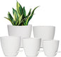 Plant Pots, 7/6.5/6/5.5/5 Inch Self Watering Planters, Pots for Indoor Plants with Drainage Hole for Succulents, African Violet (Matte White)