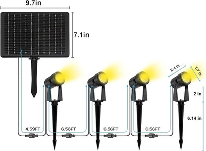 Zyan Solar Landscape Spotlights, Separate Monocrystalline Panels & USB-C Powered 16200mAh Auto On Off Dusk to Dawn, Outdoor IP65 Waterproof, Warm White for Yard Path Patio (100 Lumens × 12 Pack)
