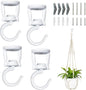 Mkono Ceiling Hooks for Hanging Plants, Heavy Duty Metal Plant Hanger for Drop Ceiling, Swag Hook for Hanging Planters, Lights, Birdfeeders, Indoor Outdoor Decorative Screw-in Hooks (White 4 Pack)