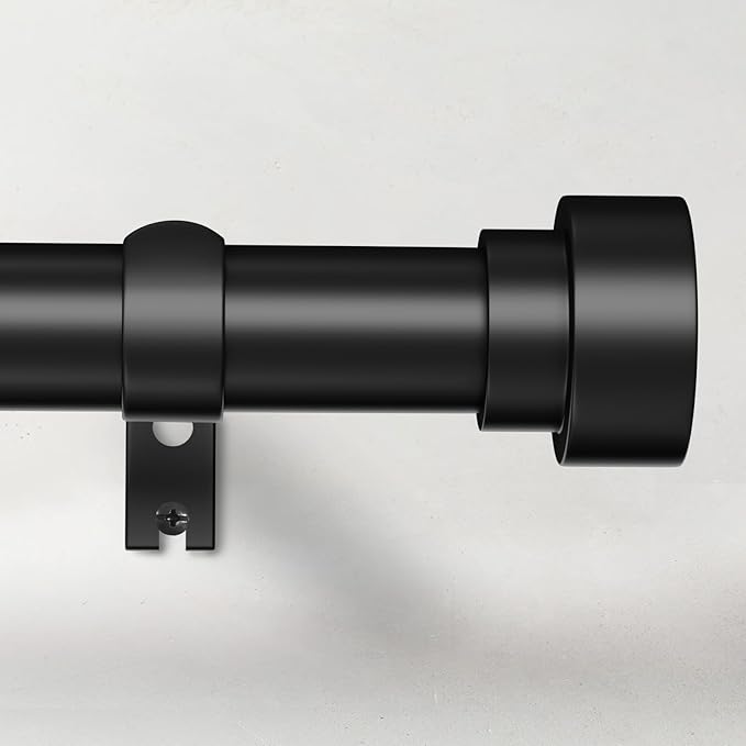 Time Forest Black Curtain Rods for Windows 28 to 48 Inch (2.3-4 Feet), 1 Inch Diameter Adjustable Heavy Duty Curtain Rod, Modern Style Indoor Outdoor Window Drapery Rods with End Caps, Size 32"- 60"