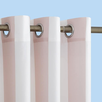 Sun Zero Valencia 2-Pack Cabana Stripe Indoor/Outdoor UV Protectant Energy Efficient Grommet Curtain Panel Pair