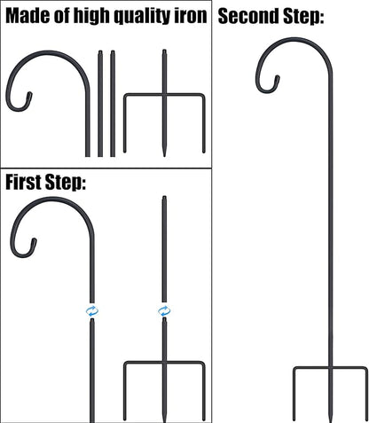 FEED GARDEN Adjustable 32 Inch Shepherd Hooks Thick Rust Resistant Steel Shepard Hooks for Outdoor Hanging Lanterns, Bird Feeders, Solar Lights, Weddings Decor 4 Pack
