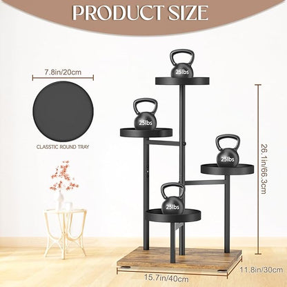 iDavosic.ly 4 Tier Plant Stand Indoor, Tiered Corner Flower Holder Shelf Outdoor, Metal Tall Orchid Display Rack for Patio Porch Garden Balcony Office Living Room, Modern Black & Rustic Brown