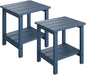 GarveeLife Adirondack Outdoor Side Table 18 x 15 in, HDPE 2-Tier Patio Side Tables for Outside, All-Weather End Table for Patio Pool Deck Indoor Backyard, Navy Blue-2Pcs