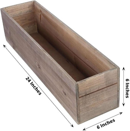 Efavormart 24"x6" Natural Rectangular Wood Planter Box Set with Removable Plastic Liners, DIY Rustic Wooden Box for Succulents, Wedding Centerpieces and Home Decor