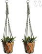 Artilady Macrame Hanging Planter for Indoor Plants, Boho Woven Plant Hanger Large Hanging Flower Pot Holders Outdoor Baskets Storage No Tassels Sage Green Wall Decor (Sage Green-2pcs)