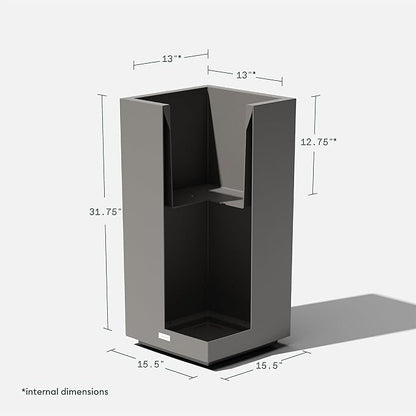 Veradek Block Series Pedestal Planter - Tall Planter for Indoor or Outdoor Front Porch | All-Weather Use with Removable Insert Bucket | Modern Décor for Flowers, Tall Trees, Faux Plants