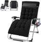 VINGLI 29" Padded Zero Gravity Chair, Lounge Chair with Removable Cushion & Tray， Folding Reclining Patio Chairs， Recliner Chair for Lawn，Indoor Outdoor-Black