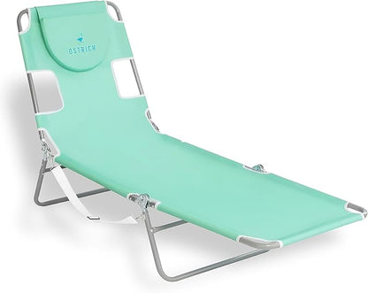 Ostrich The Original Chaise 72 x 22 Inch Lounge Portable Reclining Lounger, Outdoor Patio, Beach, Lawn, Camping, or Pool Tanning Chair, Teal