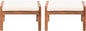 Temecula Outdoor Ottomans with Cushion (Set of 2) - Acacia Wood - Brown/Cream