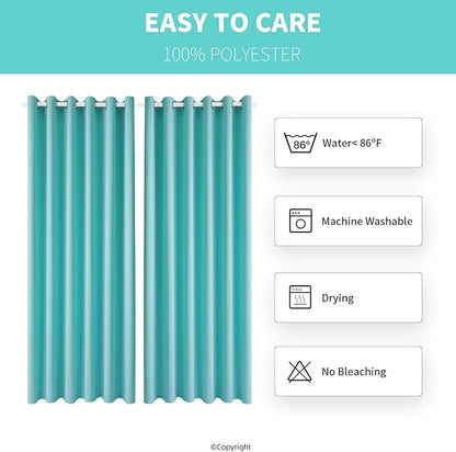 DIVA EN CAMINO DEC Outdoor Patio Curtain Waterproof Darkening Thermal Insulated Indoor Curtains for Bedroom, Porch, Living Room, Pergola, Cabana, W84 x L108, Teal Blue, Set of 2 Panels