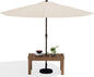 SERWALL Outdoor Coffee Table with 9FT Umbrella, HDPE Patio Coffee Table for Outside, Rectangle, Brown(Not Include Umbrella Base)
