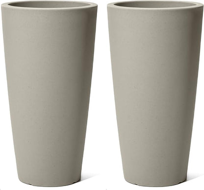 Step2 Tremont Tall Round Tapered Planter, 28" Tall 2-Pack, Indoor/Outdoor Plants, Efficient Drainage, Durable Resin, Concrete