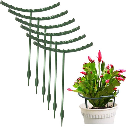 Mwellewm 10 Pack Plant Support Plant Stakes Metal Half Round Search Support Ring Small Plastic Cage Holder Short Stem Flower Pot Climbing Trellis for House Flower Vegetable Indoor Leafy(5.7 x 5.9nch)