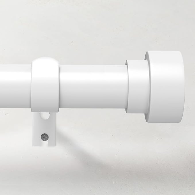 Curtain Rods for Windows 66 to 120, 1 Inch Adjustable White Extra Long Heavy Duty Curtain Rod, Modern Style Indoor Outdoor Window Drapery Rods with End Caps, Size 32" - 120"
