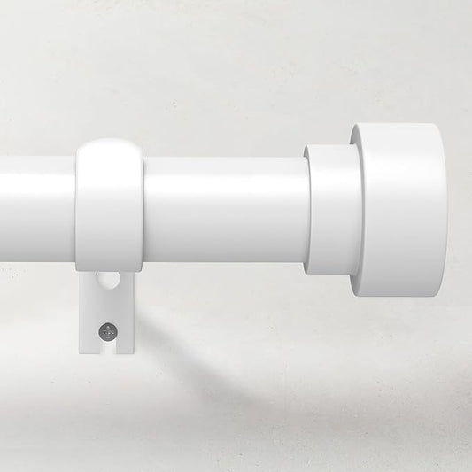 Curtain Rods for Windows 28 to 48, 1 Inch Adjustable White Heavy Duty Curtain Rod, Modern Style Indoor Outdoor Drapery Rods with End Caps, Size 32" - 60"
