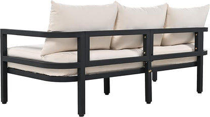 Merax 4 Piece Sectional Furniture Patio Sofa Multi-Person Outdoor Steel Sofa Set, Waterproof, Anti-Rust and Anti-uv, Suitable for Gardens and Lawns，Beige