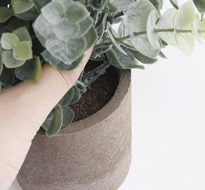 Lemonfilter Small Fake Plants, 3PCS Mini Potted Artificial Plastic Eucalyptus Plants Indoor Modern Farmhouse Decor, Fake Potted Plant for Home Bathroom Bedroom Office Shelves Decor