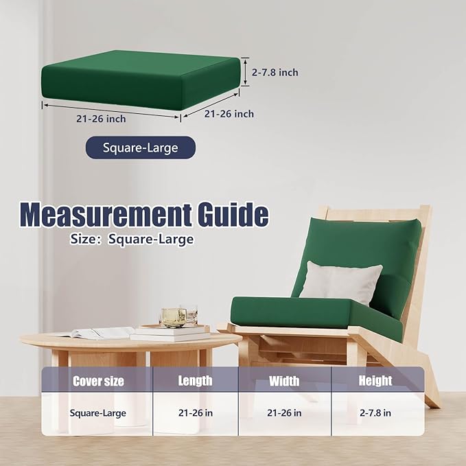 Cushion Covers in Dark Green, 8 Pack Stretch Fit Outdoor Use