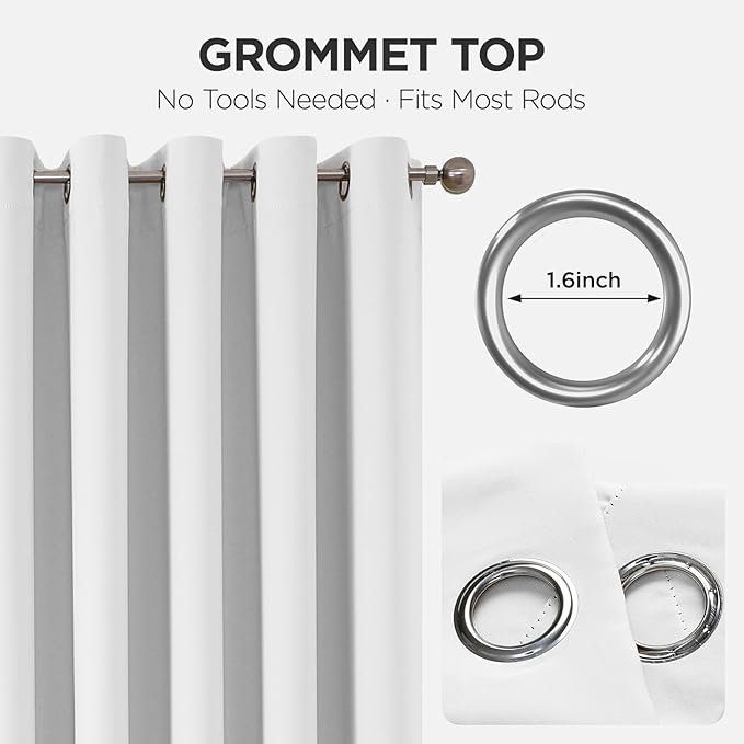 Joydeco Blackout Door Curtain for Doorway Privacy 84 Inches Long, Grommet Closet Curtain for Open Closet, Room Divider for Bedroom Living Room (Pure White 52Wx84L, 1 Panel)